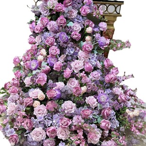 Venta al por mayor Flor de mesa púrpura simulación Comercio exterior rosa púrpura cascada boda Hotel decoración Navidad flor falsa - Product Image 3