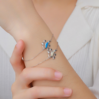Bracelet Gecko en argent sterling 925 Article unique de style vintage exquis avec cadeau bleu et blanc OPALE synthétique pour les personnes âgées
