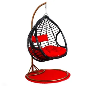 Cadeira de balanço para lazer em PU com estrutura metálica e design de ninho de pássaros CECL040
