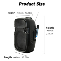 Système de sonorisation professionnel de précision, amplificateur D, haut-parleur 15 pouces, haut-parleur actif rechargeable en plastique avec microphone sans fil