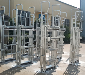 <span class=keywords><strong>Escalier</strong></span> pliant galvanisé à 2-6 marches avec main courante, cage de sécurité pour la protection des réservoirs et des fermes - Product Image 5