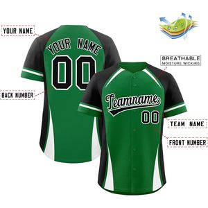 Maillot de baseball personnalisé unisexe pour adulte, vert, noir, blanc, sublimé, anti-humidité, nom de l'équipe 00 - Product Image 2