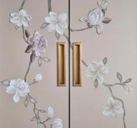 Papel Tapiz Chinoiserie, Papel Tapiz Bordado a Mano, Papel Tapiz Pintado a Mano, Pintura Mural de Lujo Chinoiserie con Bordado a Mano