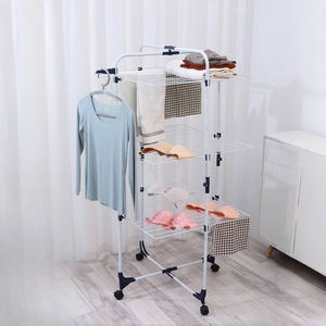JANKO 3-Tier filo d'acciaio rastrelliere pieghevole vestiti di asciugatura <span class=keywords><strong>carrello</strong></span> con ruote - Product Image 2