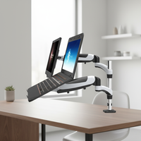 Support de moniteur LCD en alliage d'aluminium avec support de montage double moniteur réglable en hauteur pour ordinateur portable, pour écrans de 15 à 32 pouces