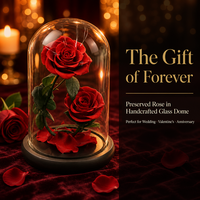 Boîte cadeau en verre avec rose éternelle de luxe, 2 têtes, fleur éternelle, Saint-Valentin, mariage, vente en gros, logo personnalisé