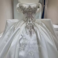 Robe de mariée Jancember DW0211 Exclusive Satin à épaules dénudées avec broderie en dentelle Vestidos De Novia