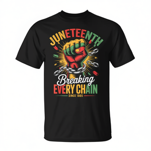 Camiseta Juneteenth Breaking Every Chain Since 1865, Celebración de la Libertad, Unisex, Manga Corta, Cuello Redondo, Impresión Serigráfica - Product Image 2