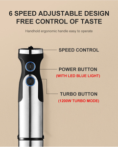 Batidora de Mano Multifuncional de Alta Potencia (1200W) y Alta Calidad con Luz Azul y Velocidades Variables para Uso Doméstico y Hotelero, Nuevo Diseño - Product Image 3