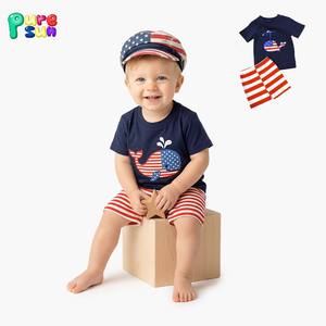 Set di Abbigliamento per Bambini Stile Americano 4 Luglio Puresun, Cotone Organico con Applicazioni, Completi Personalizzati per Ragazzi - Product Image 1