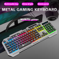 R8 Mechanical Feeling RGB LED Backlit Metal Gaming Keyboard USB Wired Computer Keyboard for PC Laptop Gamer With Phone Holder