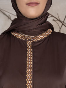 Conjunto de Abaya y Hiyab de Poliéster Bordado para Mujer, para Bodas y Eid, Vestido Musulmán Holgado de Manga Larga - Product Image 4