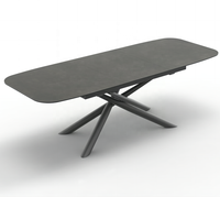 Ensemble de table à manger extensible en céramique pour le marché européen, avec pieds en métal et plateau en céramique sinterisée de 12 mm, effet marbre