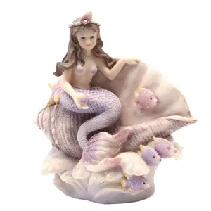 China import items OEM cute party home decor mermaids cartoon toys dolls figures resin statues mermaid figurine