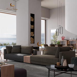 European Style Classic Skin-friendly <b>Corner</b> Sectional OEM Leather Velvet Fabric With Storage <b>Cabinets</b> - Product Image 1