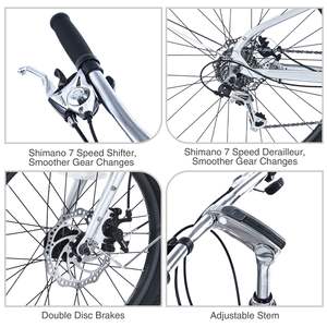 Vélo cargo Meghina 26 pouces, 7 vitesses, cadre en alliage d'aluminium, frein à disque, vélo de route pour hommes et femmes - Product Image 4