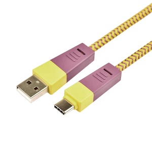 1M de color marrón amarillo W tejido de Nylon trenzado USB de tipo A USB-C <span class=keywords><strong>2</strong></span>,0 de carga Cable de la fecha para el Smartphone - Product Image 4