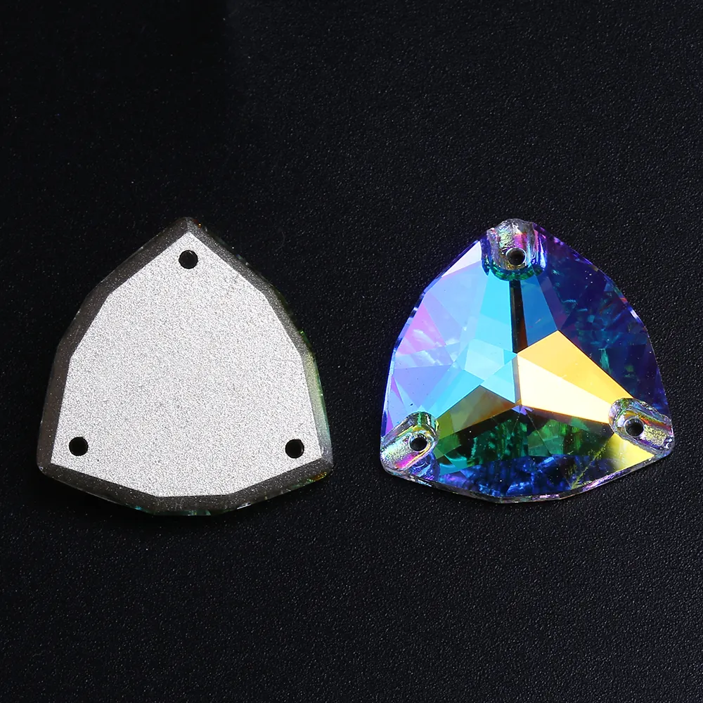 WHATSTONE K9 Stone Triangle 12*12mm 16*16mm 22*22mm Glass Crystal Sew On Stones For Clothing Decoration