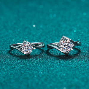 خاتم ألماس مويسانيتي فضي من الزوجين خاتم زواج بالخطبة قطع زمرد ملحق قابل للتعديل للشريك النشط للإناث - Product Image 3