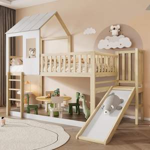 Lit <span class=keywords><strong>superposé</strong></span> à cadre en pin blanc naturel pour enfants lit mezzanine <span class=keywords><strong>2</strong></span> <span class=keywords><strong>places</strong></span> échelle à Angle droit grille de fenêtre de toit coulissant pour chambre - Product Image 4