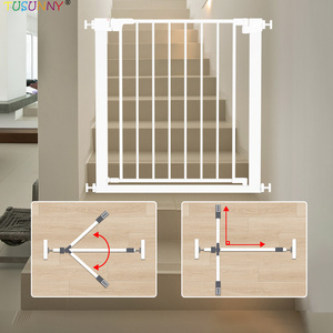 Easy Install 29-40\" Pressure Mounted Safety <strong>Gate</strong> <strong>Wood</strong> Pattern Metal Dog <strong>Gate</strong> for <strong>Stairs</strong> Kitchen Usage - Product Image 4