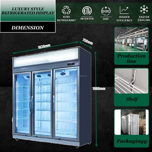 3 door display bottle cooler retail display open display chiller display Freezer For Supermarket - Product Image 2