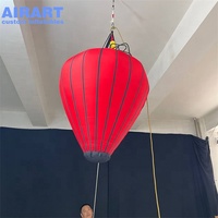 Lanterne rouge géante gonflable sur mesure, lanterne gonflable avec bande verticale noire, ornement suspendu lumineux à LED