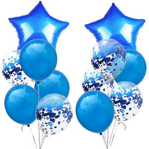 Ballon en aluminium à points numériques pour le 2e anniversaire des enfants, ballon pentagramme bleu à confettis, décoration de fête - Product Image 4