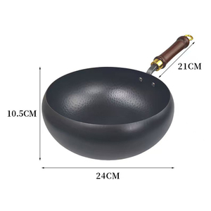 Pentole da Cucina in Acciaio al Carbonio Antiaderenti con Manico in Legno, Motivo Martellato, Facili da Pulire, Disponibili in Magazzino - Product Image 6