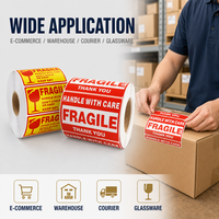 Label Stiker Peringatan Pengiriman Perekat Barcode Persegi Merah yang Dapat Disesuaikan untuk Printer Transfer Termal, Penggunaan Toko Kelontong