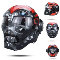 Casque de moto Masei 601 Iron Patriot, casque de divertissement, visière intérieure, casques personnalisés Red Bee