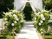 Arrangements de fleurs artificielles en soie pour centres de table de mariage et de Noël, fleurs blanches et vertes, faites à la main, aspect naturel et toucher réel