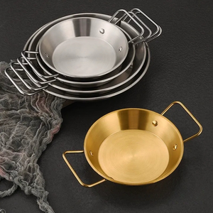 Bandejas de Acero Inoxidable Gruesas Multiusos Personalizadas al por Mayor con Dos Asas, Sartenes <span class=keywords><strong>para</strong></span> <span class=keywords><strong>Paella</strong></span>, Sartén Plana <span class=keywords><strong>para</strong></span> Uso en Cocina - Product Image 4