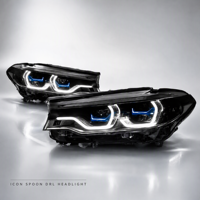 Feux de jour à LED bicolores pour BMW G30 Série 5 2018-2020, style Ikon, clignotants Spoon, amélioration des feux de jour