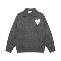 Pull à manches longues pour homme personnalisé OEM avec col en jacquard en forme de cœur pour chemise POLO