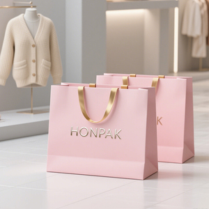 Honpak Cá Nhân Có Thể Tái Chế Ribbon Xử Lý Tàu Sân Bay Màu Hồng Tông Túi Cho Cửa Hàng Thời Trang Thương Hiệu Với Logo - Product Image 3