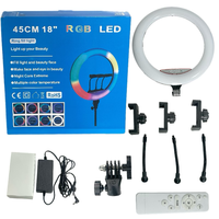 Anneau lumineux professionnel de 18 pouces RVB Selfie avec support de trépied pour téléphone LED lumière de remplissage éclairage photographique audio professionnel