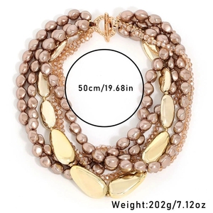 שרשרת פנינים רב שכבתית בציפוי זהב ורוד של אמיליה, מתנה לנשים - Product Image 4