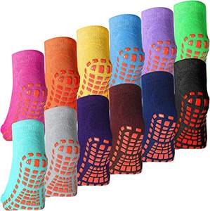 Chaussettes antidérapantes antidérapantes pour <span class=keywords><strong>trampoline</strong></span> Chaussettes de parc avec poignées Chaussettes de sport douces et colorées pour femmes hommes enfants Yoga Pilates Barre - Product Image 1