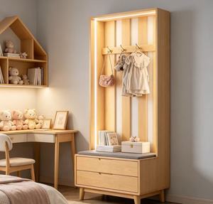 Modern Solid Wood Entryway <b>Bench</b> With Hooks And <b>Shoe</b> Storage Scandinavian Style Furniture For Home Use - Product Image 5