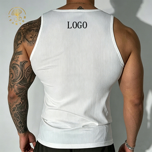 Camiseta sin mangas transpirable para hombre, ajustada, acanalada, para gimnasio, correr, top atlético, camiseta muscular - Product Image 4