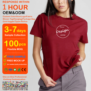 เสื้อยืดคอกลมทรงปกติผ้าฝ้าย 100% คุณภาพสูง พิมพ์ลายสกรีนตามสั่ง ขายส่งจากโรงงาน ประดับด้วยเพชรเทียม สำหรับผู้หญิง - Product Image 1