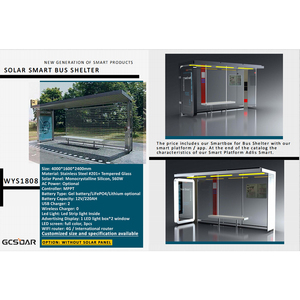 Parada de Autobús con Energía Solar GCSOAR, con Sistema de Carga para Pasajeros, Resistente a la Intemperie y con Asientos, Modelo WYS1801 - Product Image 3