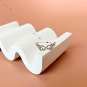 Dylam Charm Fashion Sparkling Zircon Angel Wings for Girls Gift Feather <b>Sterling</b> <b>Silver</b> S925 Wholesale <b>Adjustable</b> <b>Rings</b> - Product Image 3