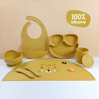 Nouvelle conception de vaisselle pour bébé, silicone de qualité alimentaire, motifs d'animaux, bavoir imperméable, bol et assiette antidérapants, tasse à collation multifonction