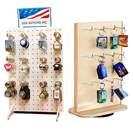 Apache Customizable Oak Floor Standing Powder Coated Storage Key Chain Display Rack with Custom Logo for Supermarket Mall Use — view 4
