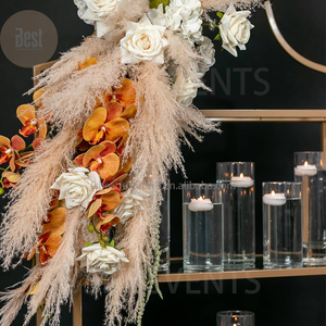Respaldo de Barra Dorado con Marco de Acero Inoxidable Moderno y Elegante de <span class=keywords><strong>Miami</strong></span> con Cubierta de Vidrio para Bodas - Product Image 3