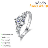 Perhiasan Perak Sterling 925 Grosir Berlapis Rhodium Klasik Enam Cakar 1CT Warna D VVS1 Moissanite Cincin Mewah untuk Wanita