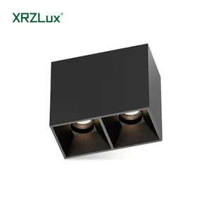 XRZLux 10W ראשים כפולים צמודי משטח COB תאורה למטה ניתן לעמעום זרקורי תקרה LED אלומיניום מתכוונן מרובע LED Downlight