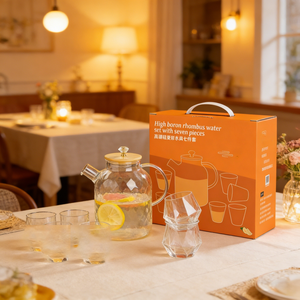 Juego de Agua de 5 Piezas de Vidrio de Borosilicato Alto con Jarra y Vasos - Cristalería Transparente para Cocina, Comedor y Uso Doméstico - Product Image 5